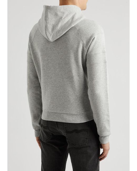 Saint Laurent Gray Logo Hooded Cotton-blend Sweatshirt for men
