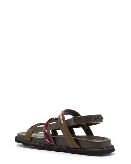 Moncler Brown Vera Isla Grosgrain And Leather Sandals