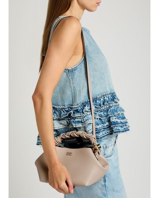 Ganni Metallic Bou Small Leather Top Handle Bag
