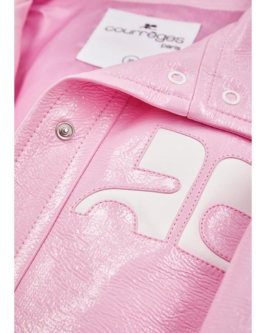 Courreges Pink Logo Cropped Vinyl Jacket