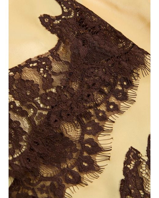 Reformation Natural Fern Lace-Trim Satin Shorts