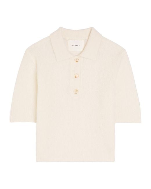 Lisa Yang White Masy Cashmere And Silk-Blend Polo Top