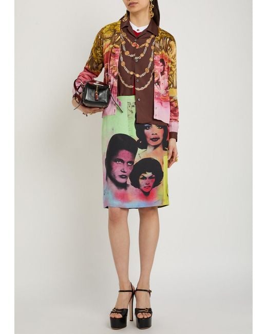 Versace Red Printed Silk Cardigan