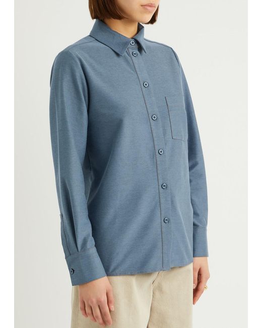Max Mara Blue Arcadia Stretch-Jersey Shirt