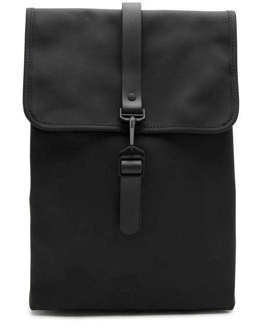 Rains Black Mini Rubberised Backpack for men