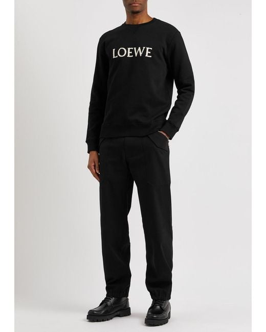 Loewe Black Logo-embroidered Cotton Sweatshirt for men