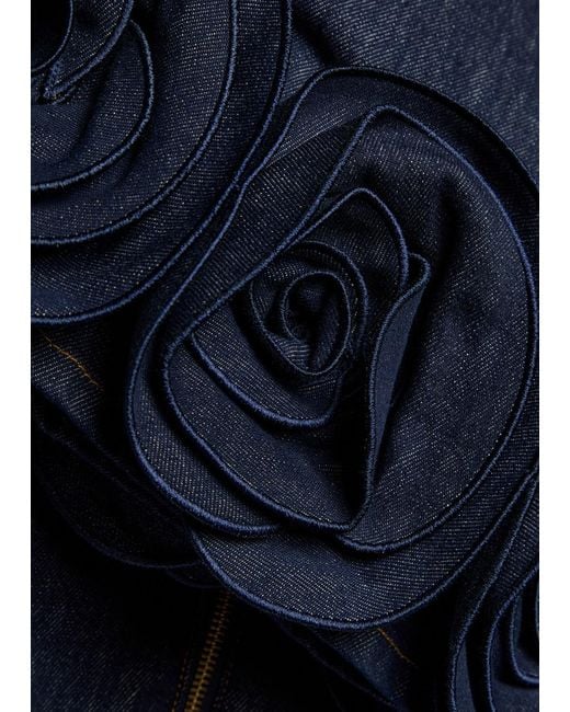 Self-Portrait Blue Floral-Appliquéd Denim Mini Dress