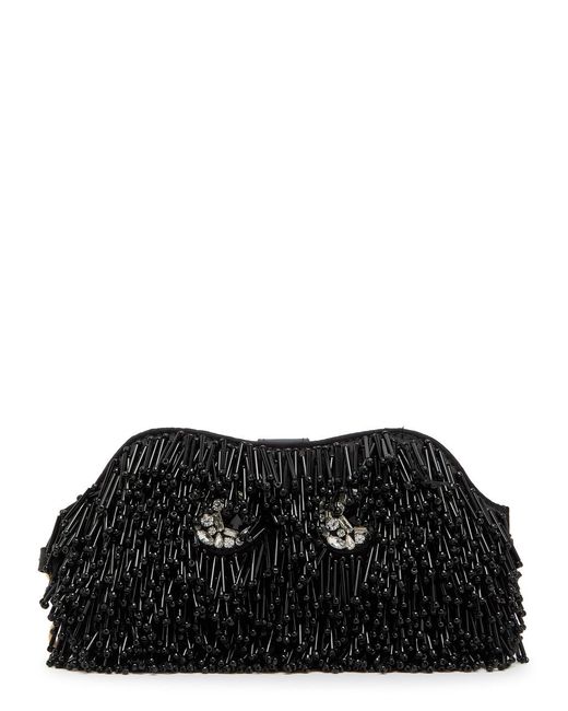 Anya Hindmarch Black Eyes Embellished Leather Sunglasses Pouch