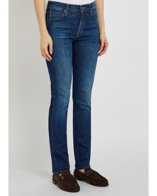 Mother Blue The Rascal Skimp Slim Tapered-Leg Stretch-Denim Jeans