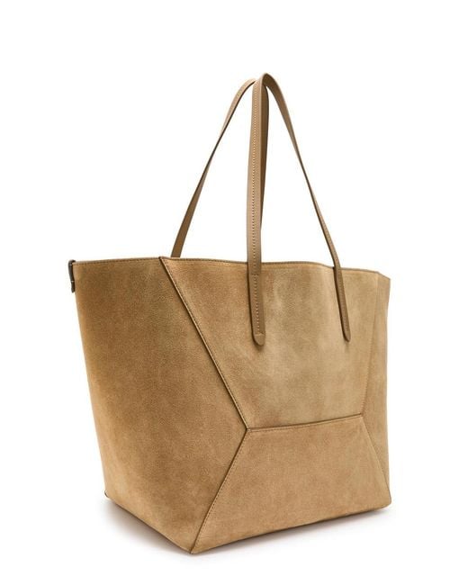 Brunello Cucinelli Brown Bead Medium Suede Tote