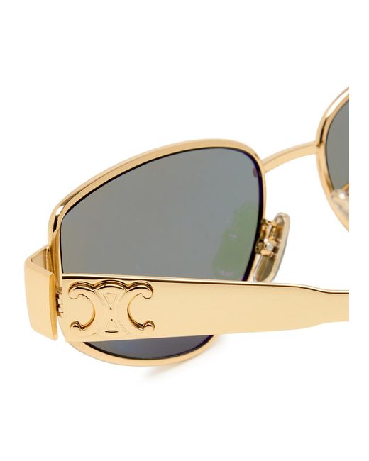Céline Green Eyewear Triomphe Metal Cat-Eye Frame Sunglasses