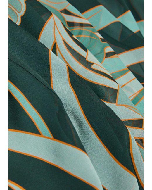 LaDoubleJ Green Magnifico Printed Silk Midi Dress