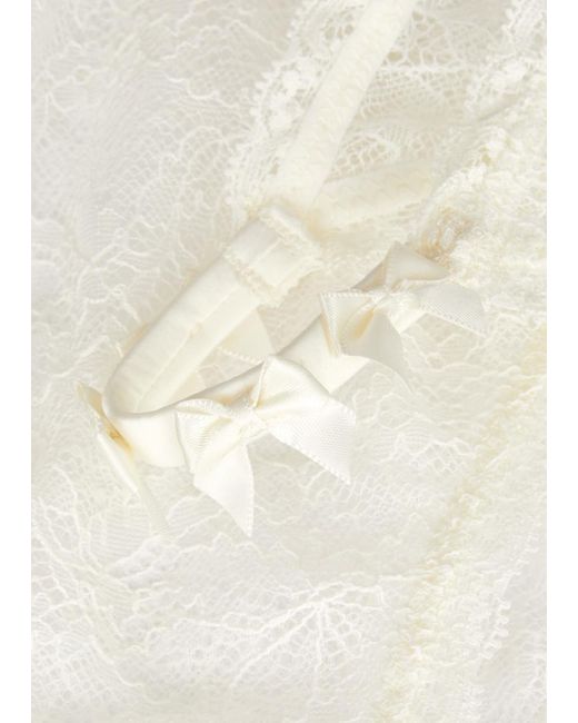 LoveStories White Isabel Bow-Embellished Lace Briefs
