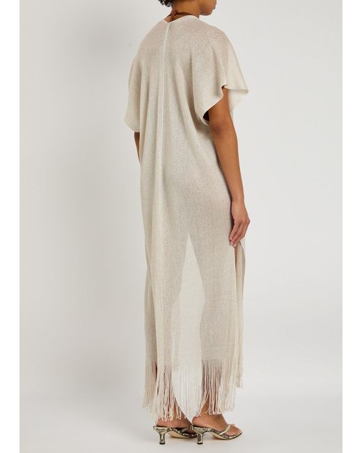 Max Mara Natural Zerella Metallic Fringed Robe