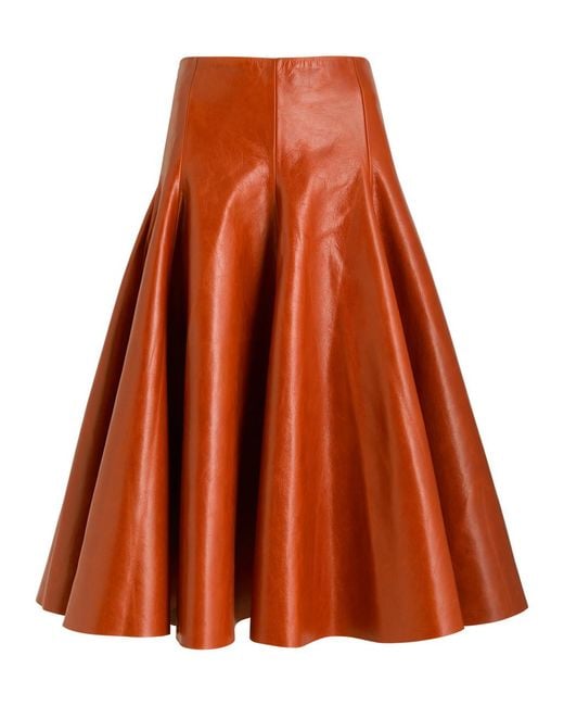 Entire studios Orange Delta Leather Midi Skirt