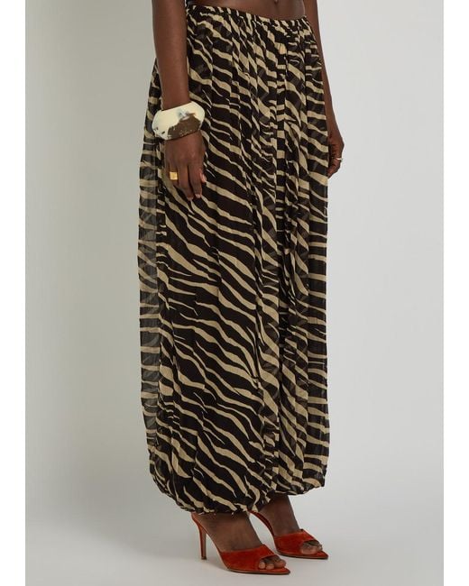 Ronny Kobo Black Renier Zebra-Print Georgette Balloon Trousers
