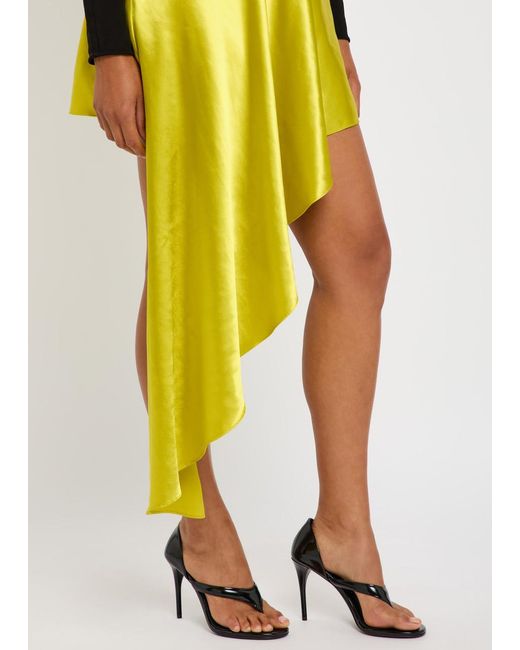 Alaïa Yellow Asymmetric Satin Mini Skirt