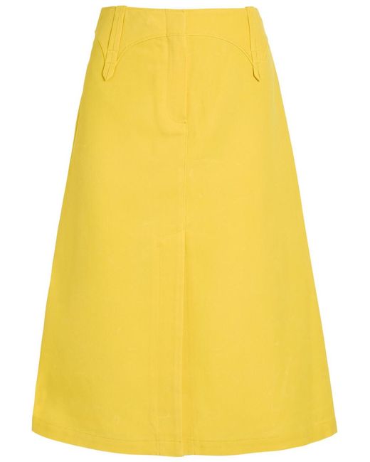 Tory Burch Yellow Waxed Canvas Midi Skirt