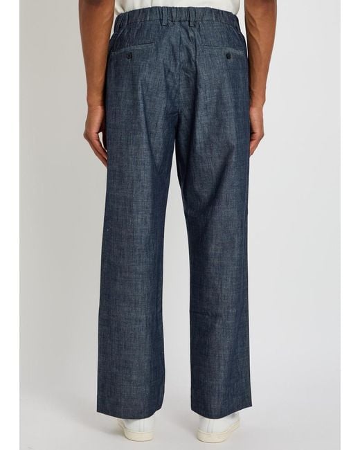 NN07 Blue Kay Pleated Cotton Trousers for men