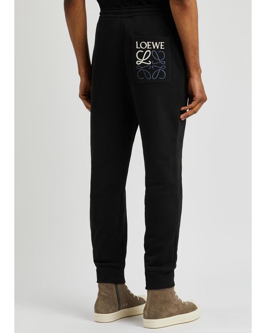 Loewe Black Logo-embroidered Cotton Sweatpants for men