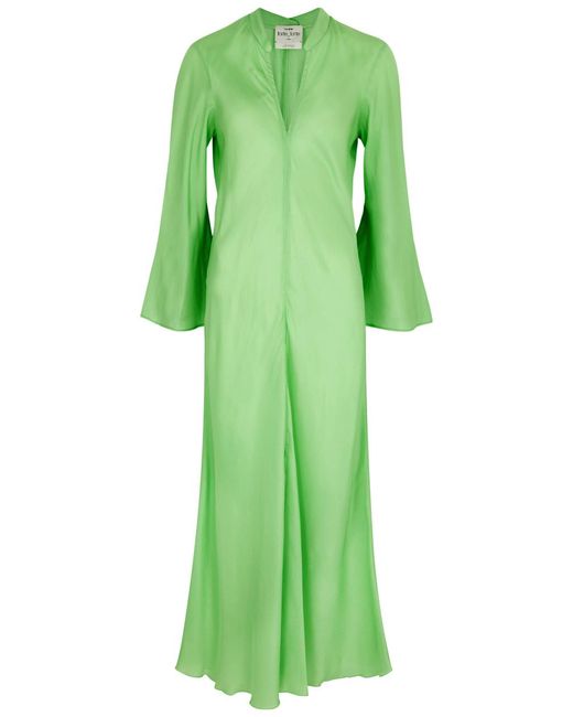 Forte Forte Green Silk-Satin Midi Dress