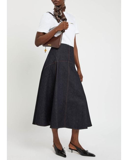 Jacquemus Blue La Triangle De-Nîmes Panelled Midi Skirt