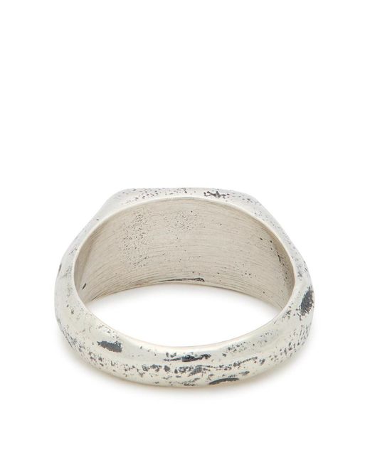 Twojeys White Elongated Sterling-Plated Brass Signet Ring for men