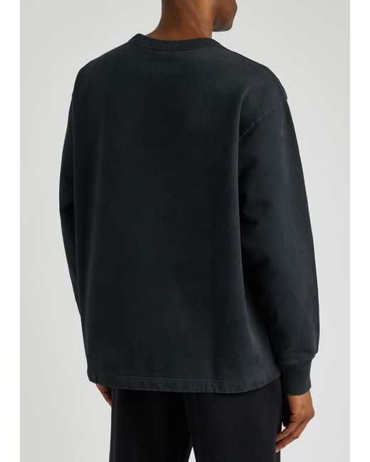 Acne Black Fin Logo-print Cotton Sweatshirt for men