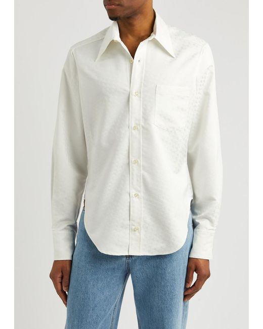 ERL White Logo-jacquard Satin Shirt for men