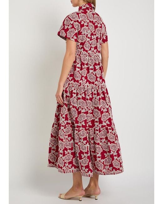 Erdem Floral-Embroidered Cotton-Blend Midi Shirt Dress