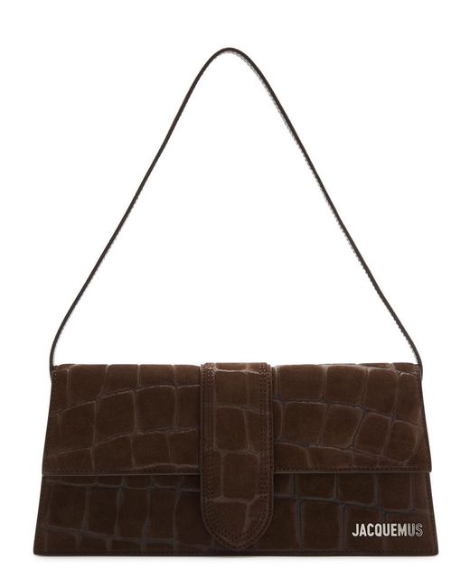 Jacquemus Brown Le Bambino Long Crocodile-Effect Suede Shoulder Bag