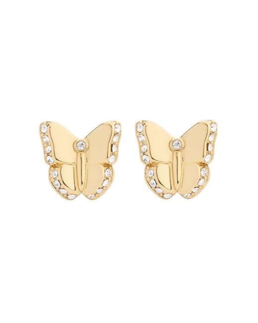 COACH White Butterfly Pavé Stud Earrings