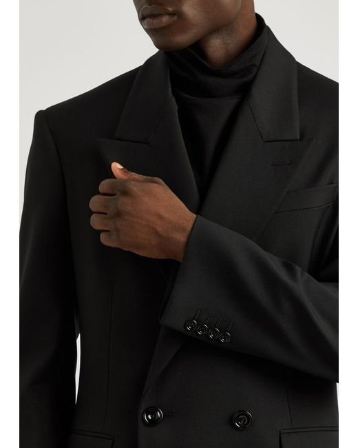 Alexander McQueen Black Double-Breasted Wool Coat for men