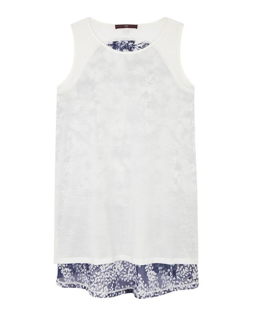 High White With Grace Lace-panelled Cotton Top