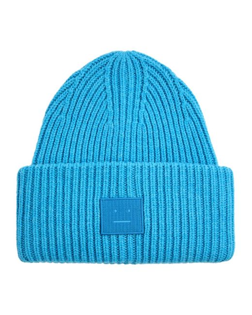 Acne Studios Woolen Hat With Logo in Blue | Lyst