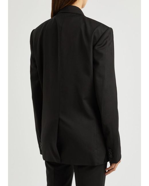 Helmut Lang Black Satin-Panelled Wool Blazer