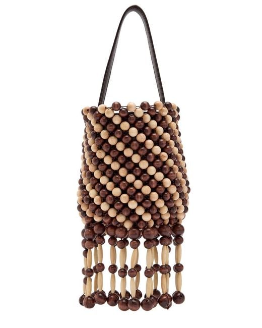 Rabanne White Beaded Leather Bucket Bag