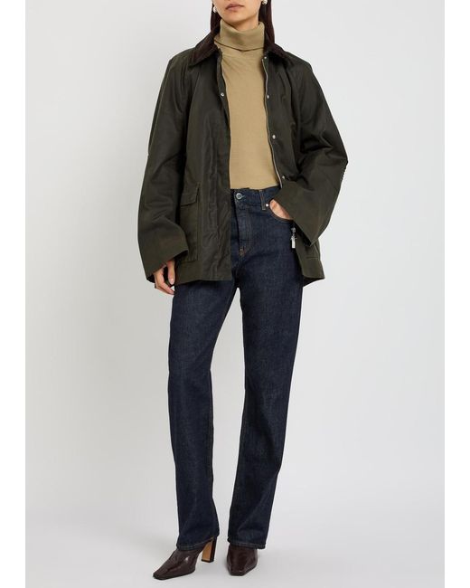 Totême Black Corduroy-Trimmed Waxed Cotton Jacket