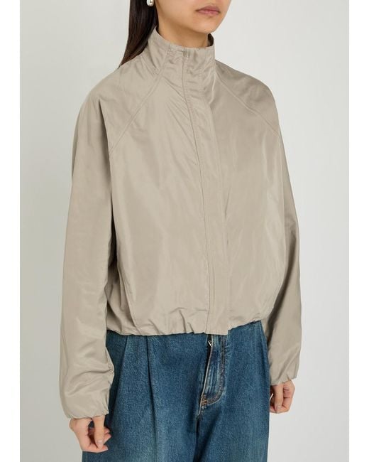Alaïa Natural High-Neck Woven Windbreaker Jacket