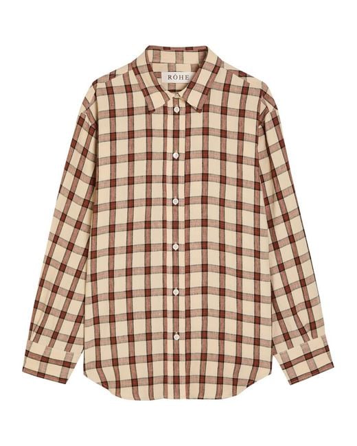 Rohe Natural Oversized Checked Linen Shirt