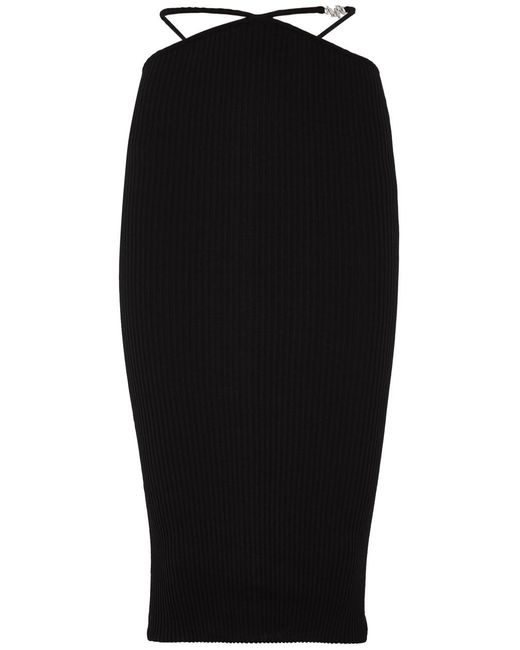 Amiri Black Logo Cut-Out Cotton-Blend Midi Skirt