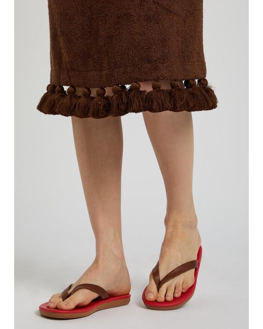 Ancient Greek Sandals Red Saionara Leather Flip Flops