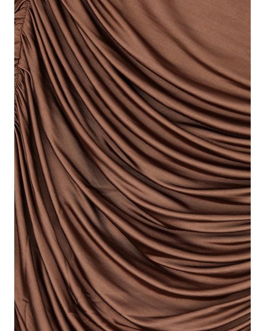 Helmut Lang Brown Ruched Stretch-jersey Top