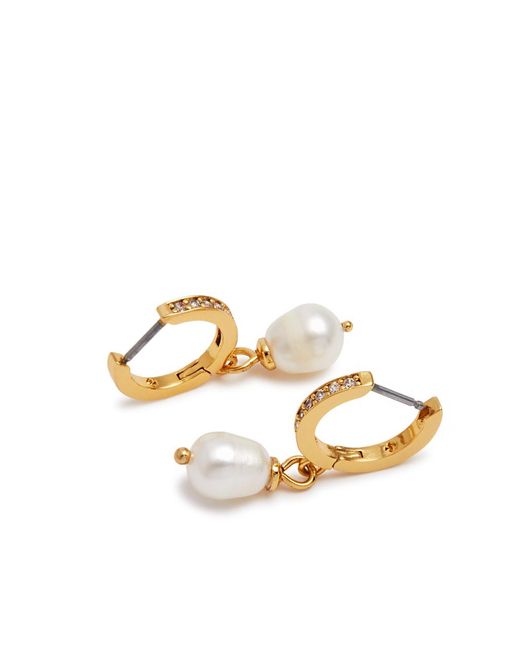 Kate Spade White Precious Delight -plated Hoop Earrings
