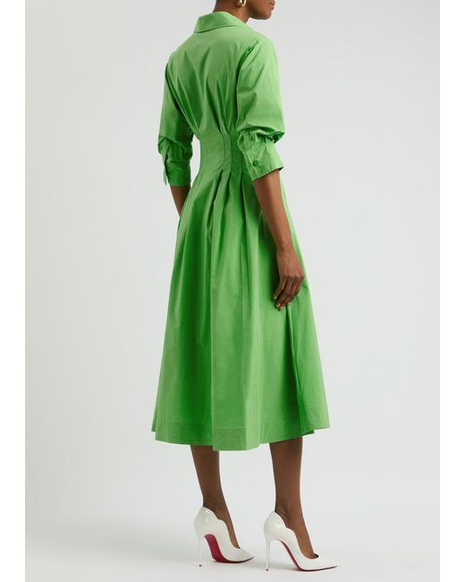 Jonathan Simkhai Green Jazz Cotton-Blend Poplin Midi Shirt Dress