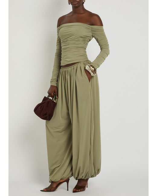 Ronny Kobo Green Renier Gathered Tissue Jersey Balloon Trousers