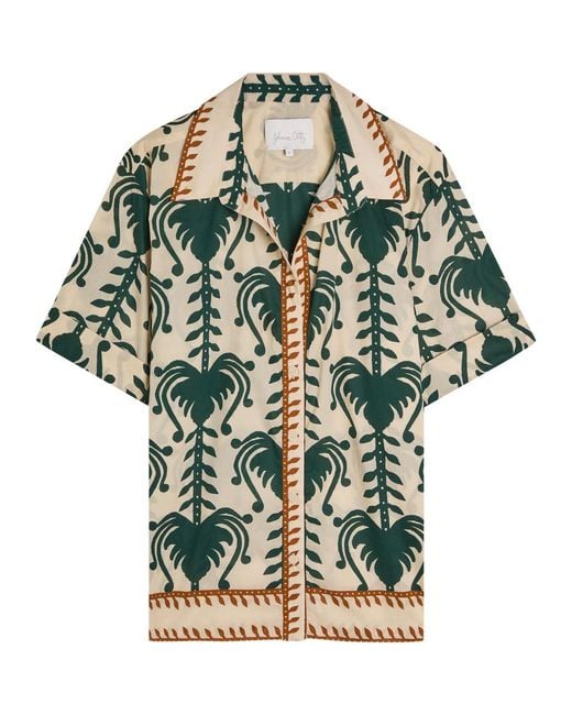 Johanna Ortiz Green Salty Promises Printed Cotton Shirt