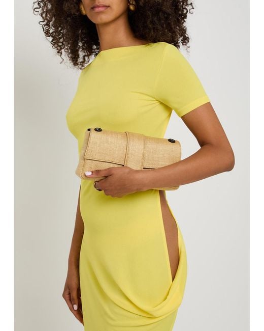 Jacquemus Yellow La Robe Sole Asymmetric Draped Crepe-Jersey Maxi Dress