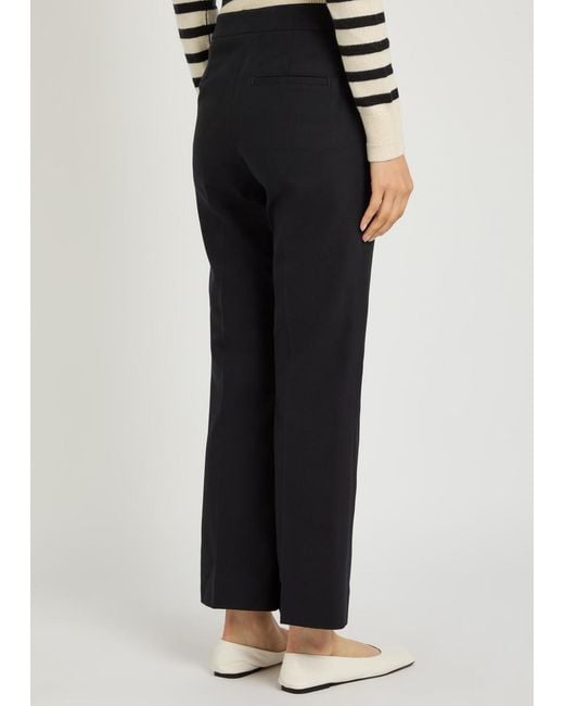 Maria McManus Blue Flared-Leg Cotton-Twill Trousers