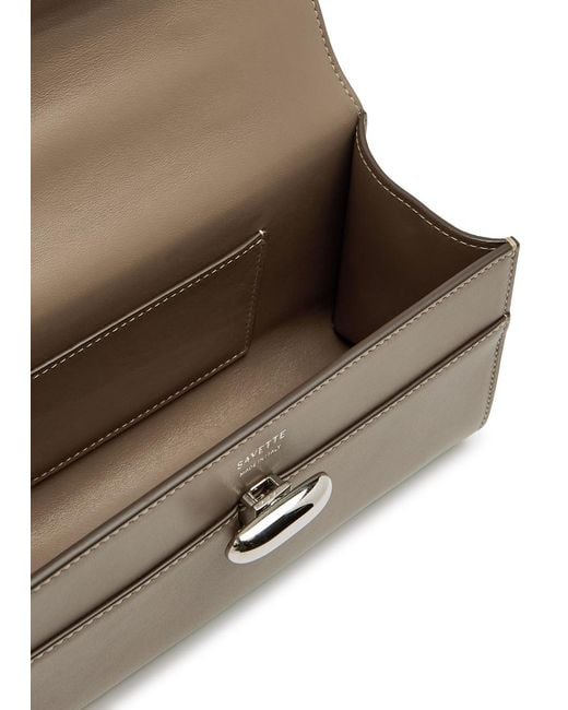 SAVETTE Brown Symmetry Leather Pochette